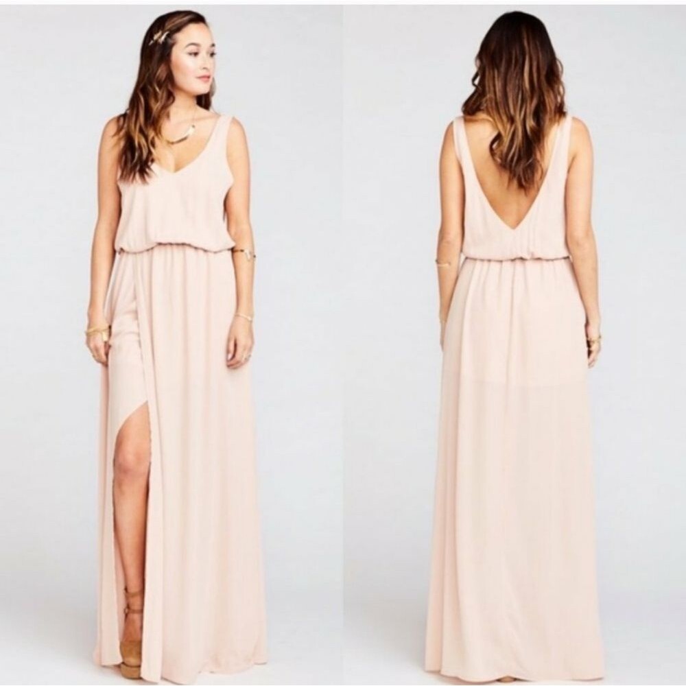 Show Me Your Mumu Kendall Maxi Dress Bridesmaid Bridal Dusty Blush Crisp